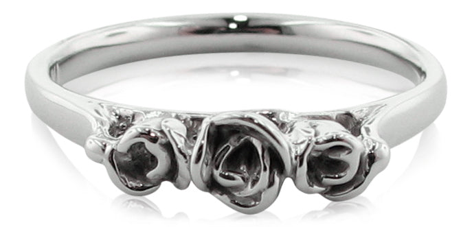 Silver Ring, Three Dainty Roses