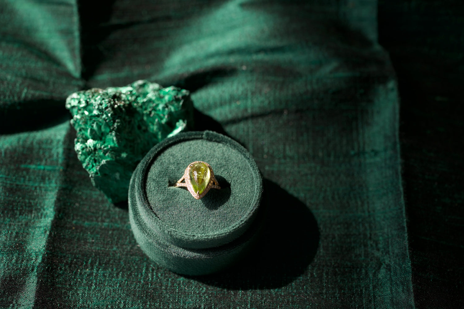 Peridot Glow Diamond Accented Pear Shape Ring