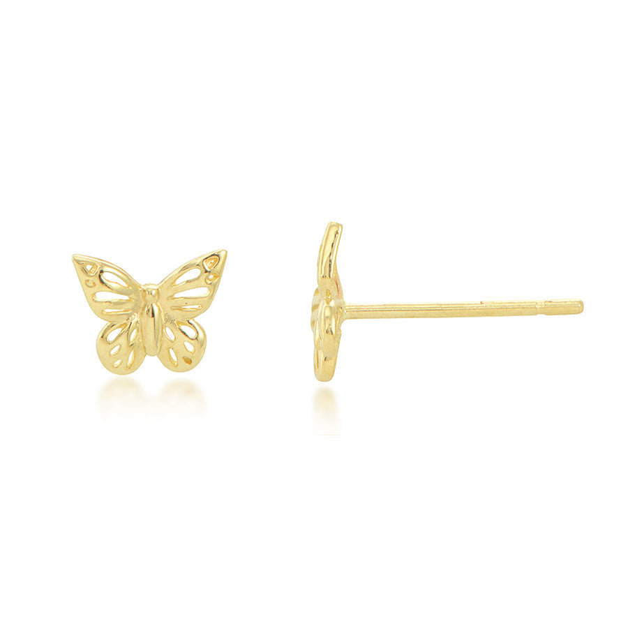 14K Yellow Gold Butterfly Stud Earrings