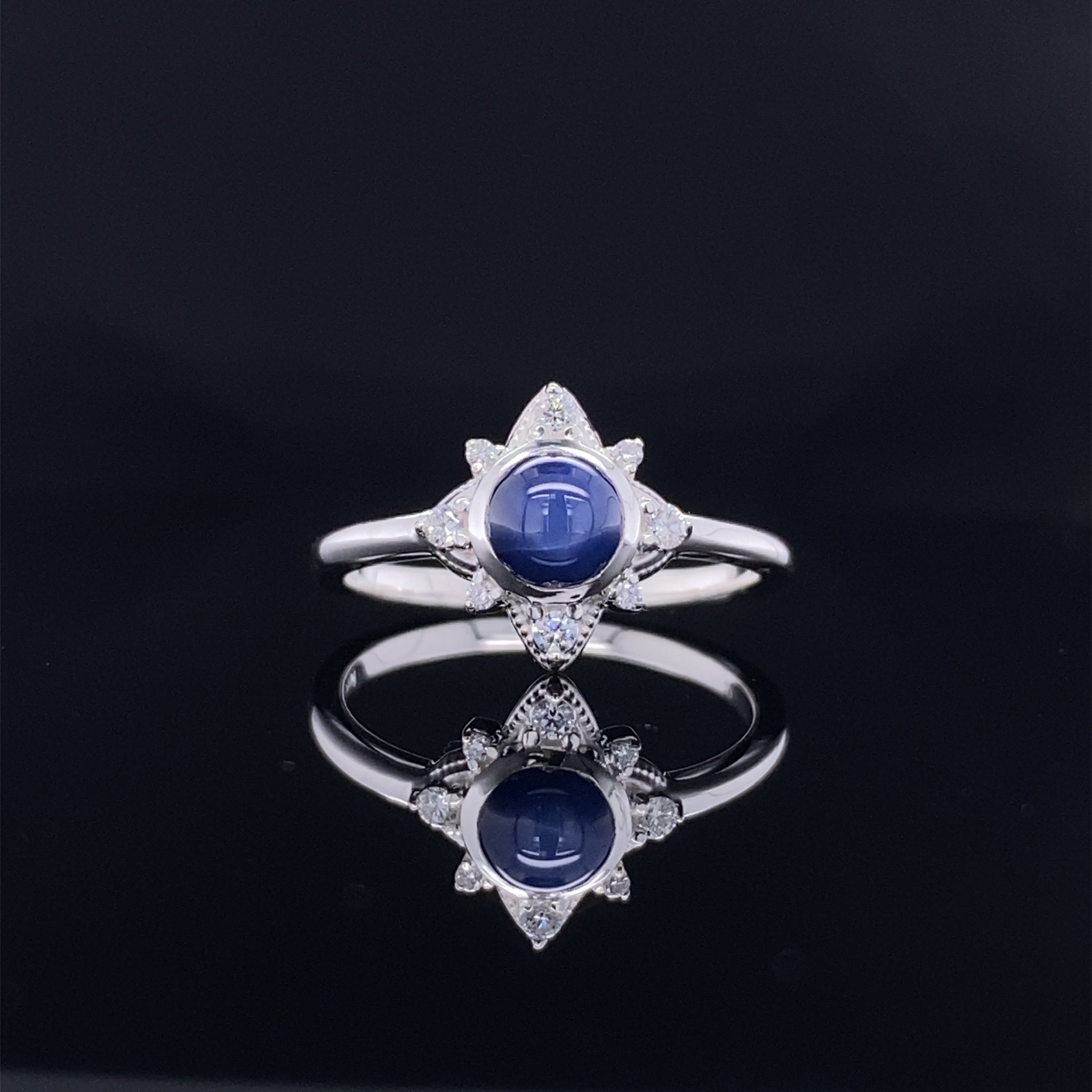 Pointing North Star Sapphire and Diamond Ring