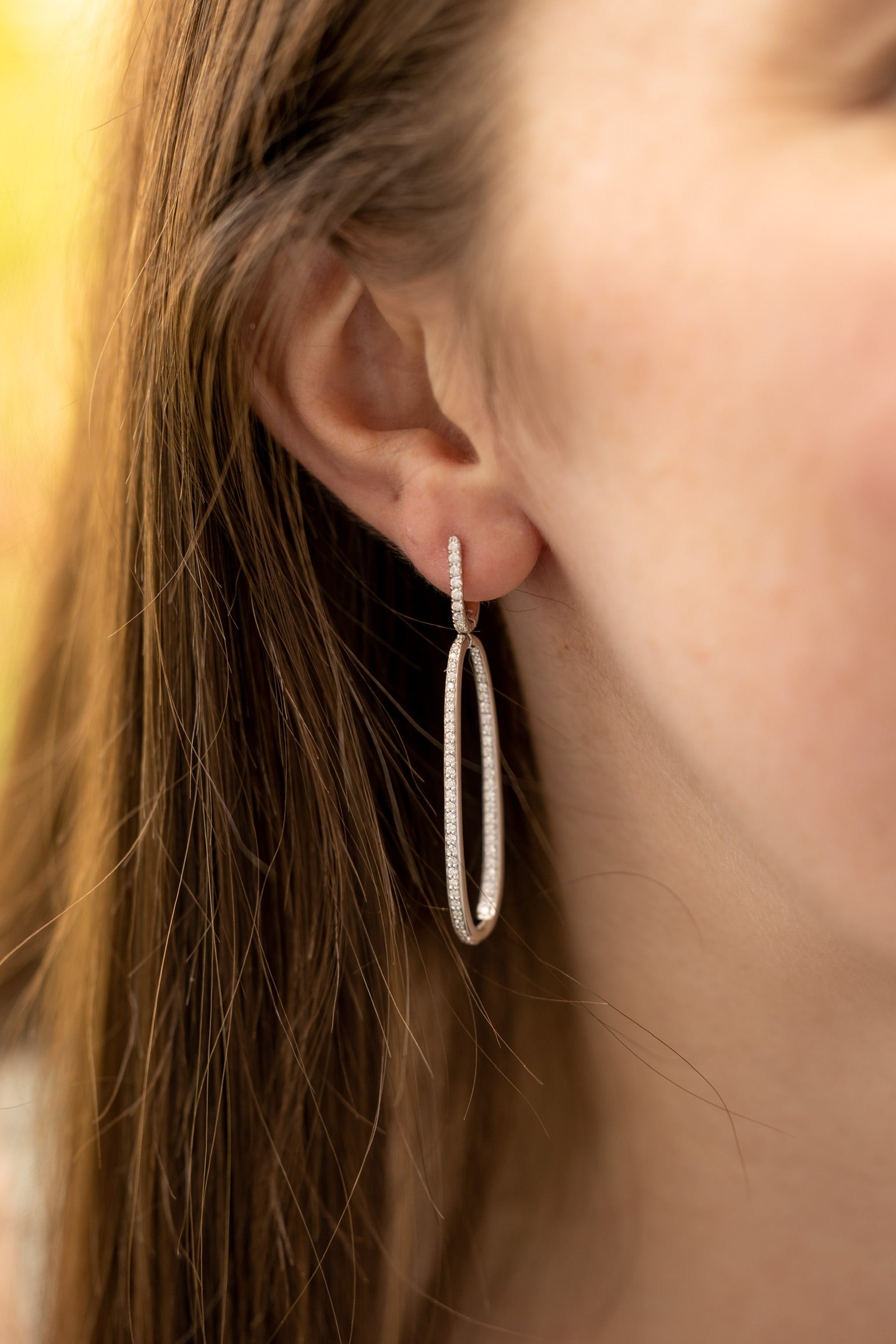 2" Inside Out Diamond Drop Loop Earrings