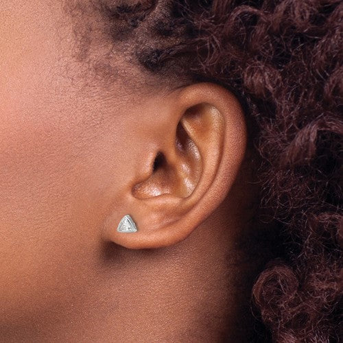 Silver Triangle CZ Earrings