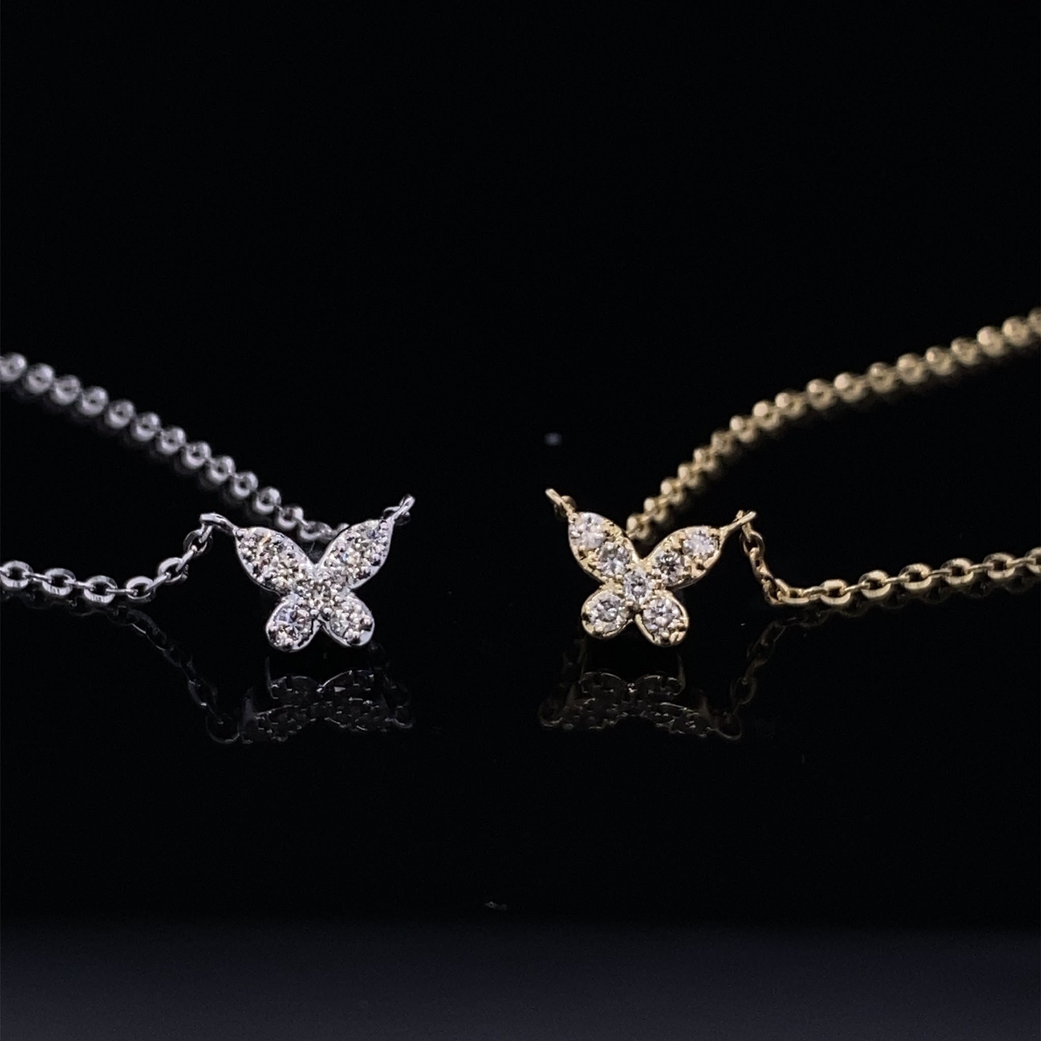 Itty Bitty Diamond Butterfly White Gold Necklace