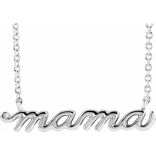 14K Yellow Petite Mama Script 18" Necklace
