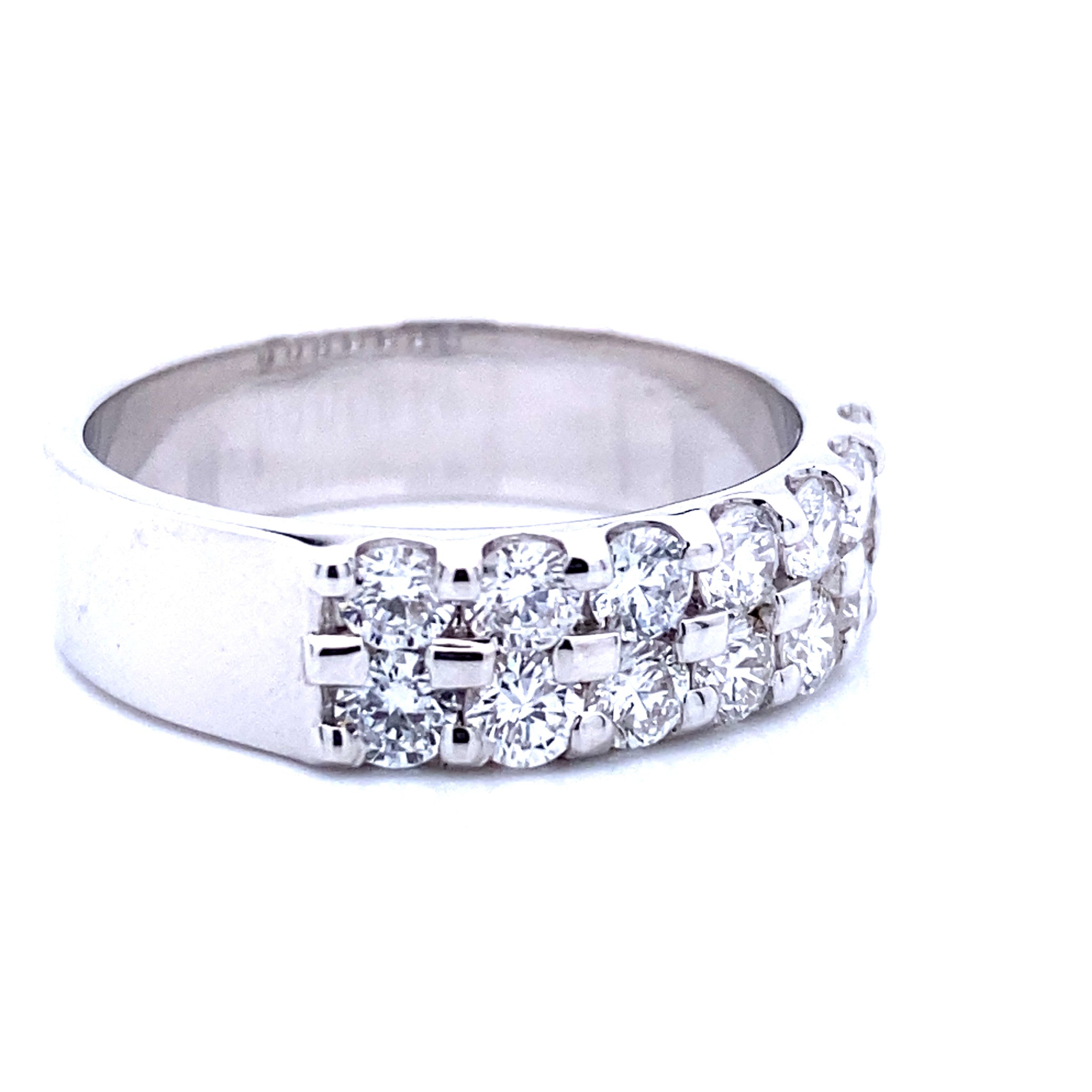 Sustainable White Double Diamond Band