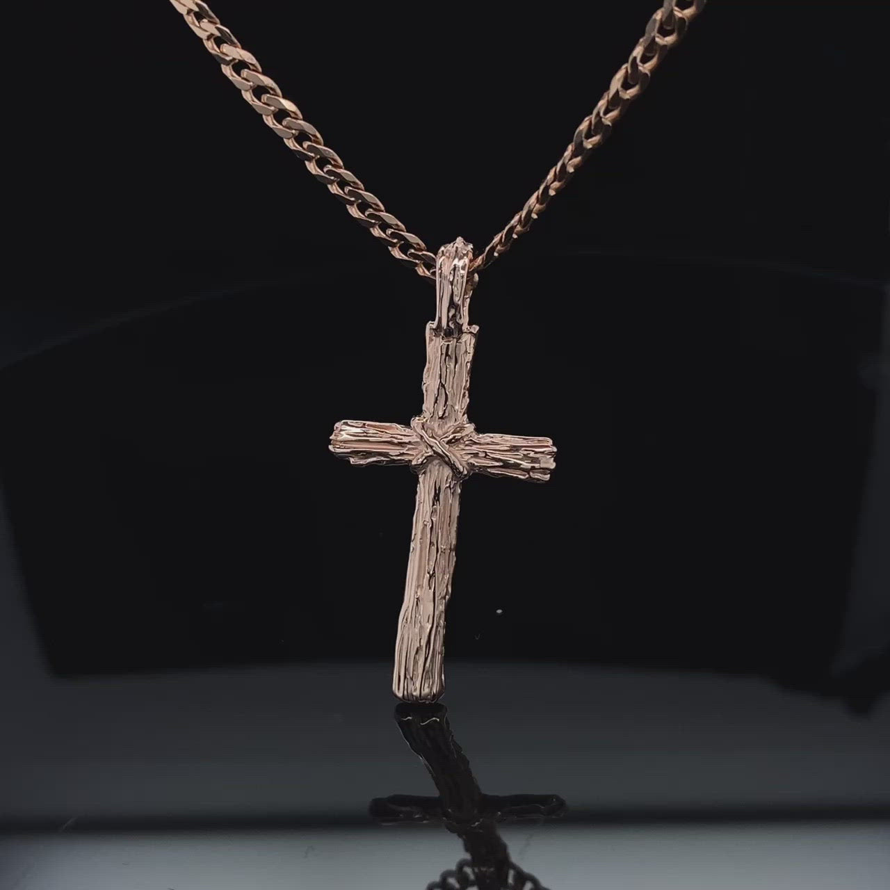 Hand Carved Rose Gold Driftwood Cross