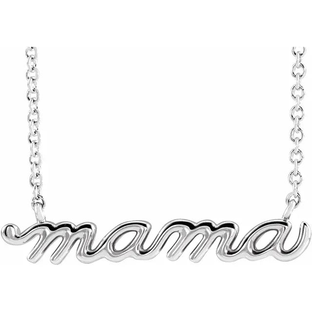 14K Yellow Petite Mama Script 18" Necklace