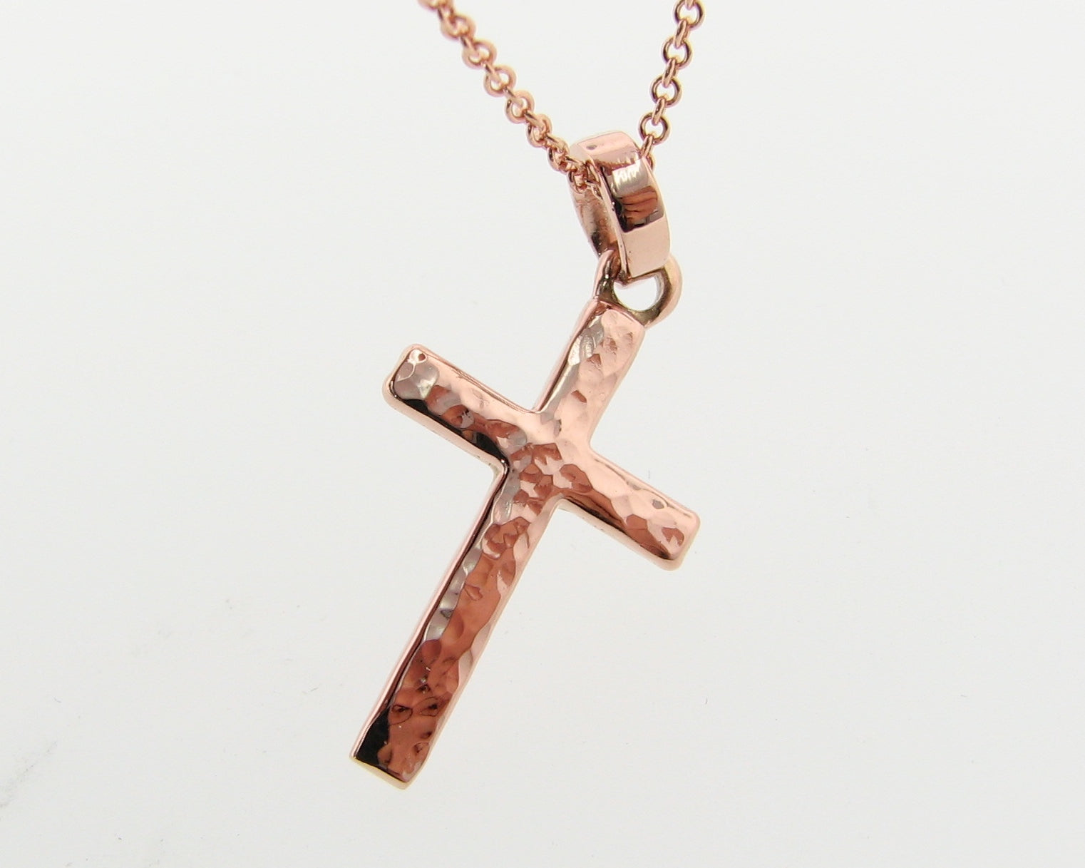 Hammered Cross Pendant, Rose Gold