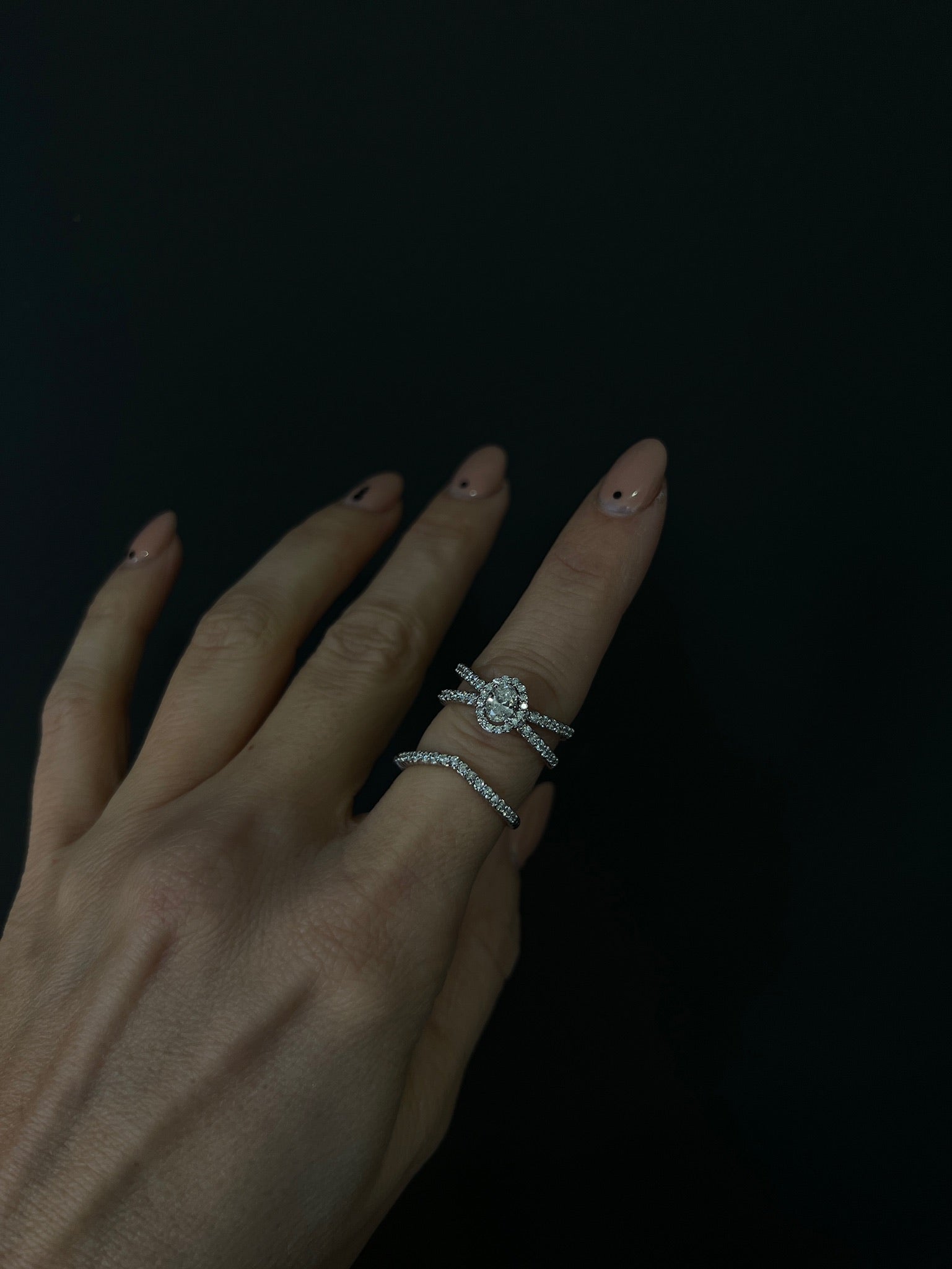 Rope V Halo Diamond Bridal Ring Set