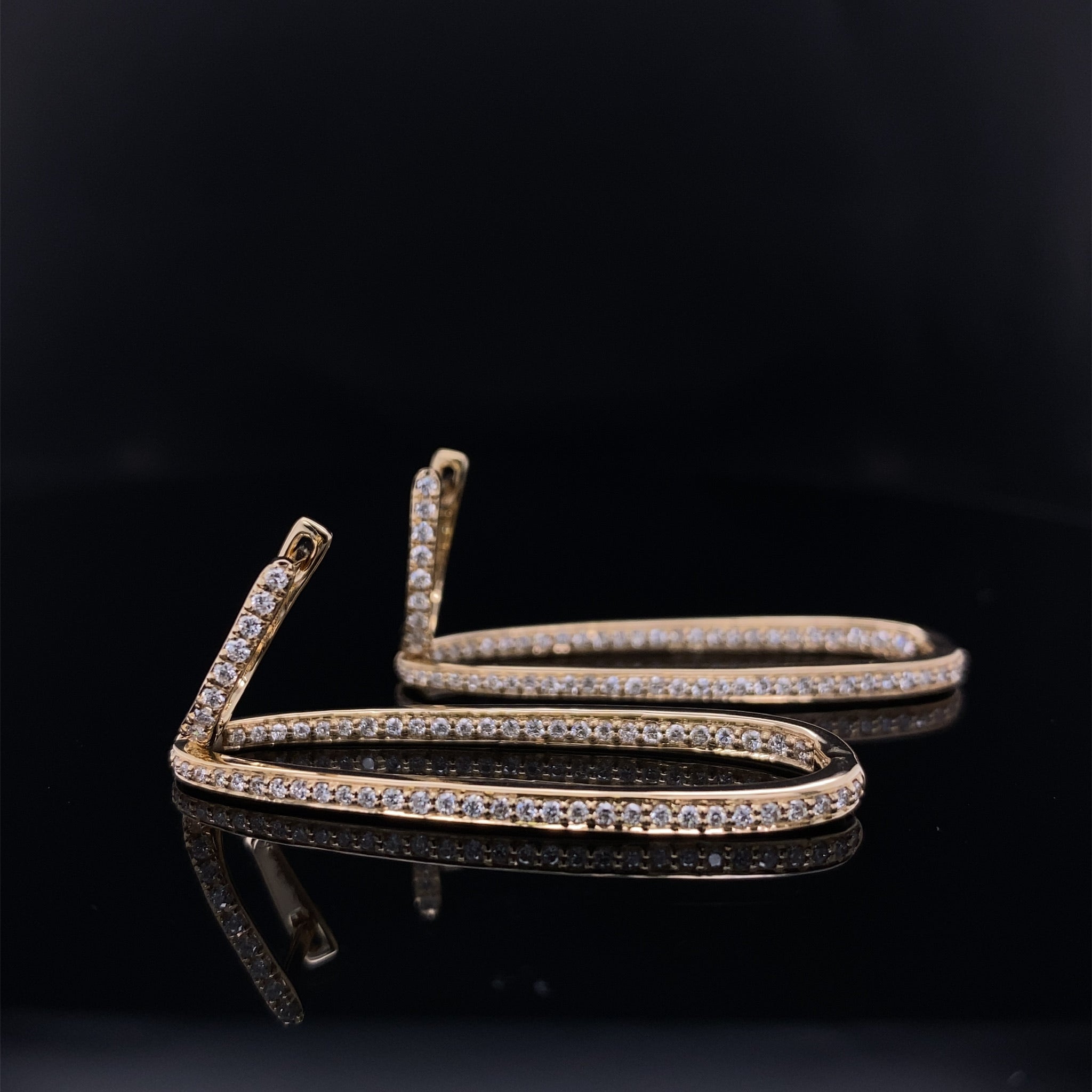 2" Inside Out Diamond Drop Loop Earrings