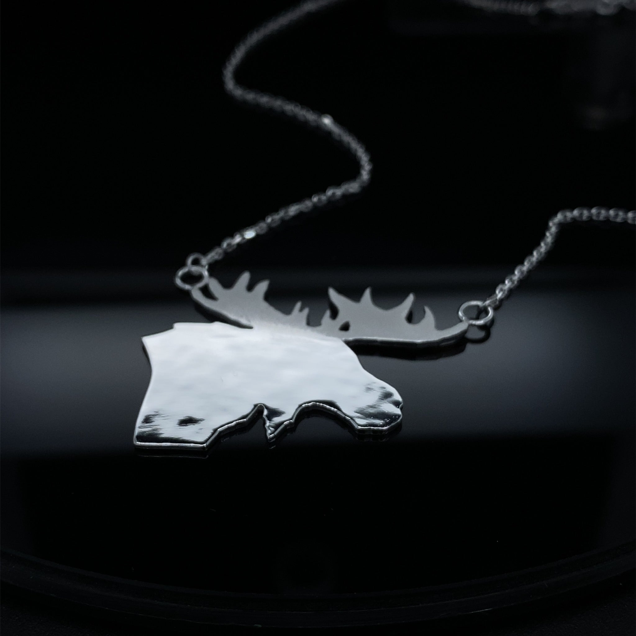 Mr. Moose Silhouette Stationary Necklace in Silver