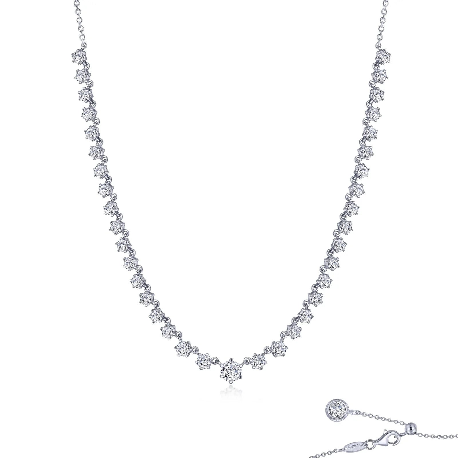 Graduated Silver Tennis Necklace