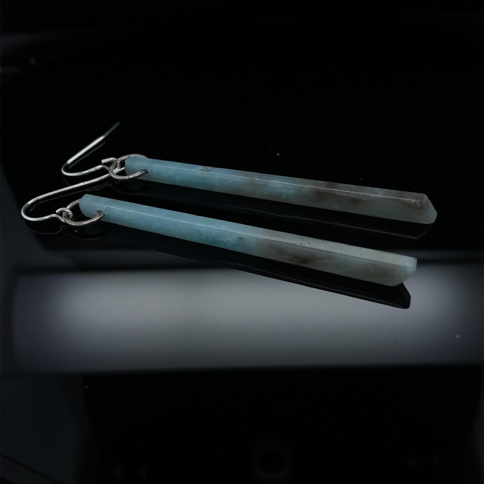 Sliver of Ocean Amazonite Chopstick Earrings
