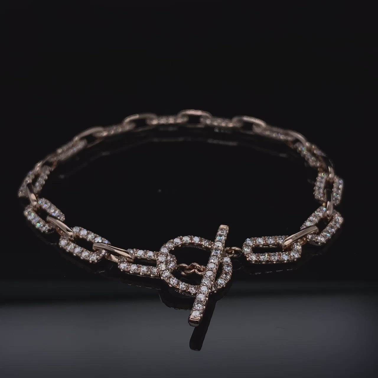2.54 Glitzy Diamond Paperclip Link Rose Gold Bracelet