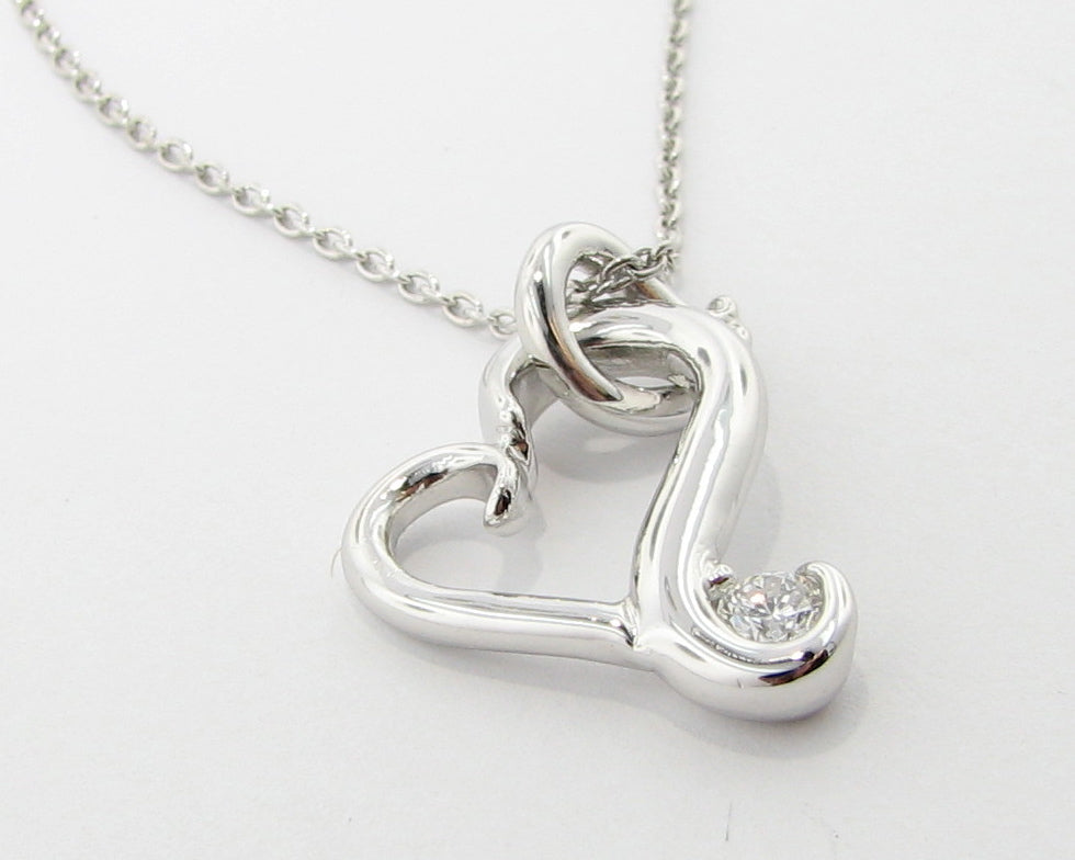 Flutter Heart Necklace, White Gold & Diamond