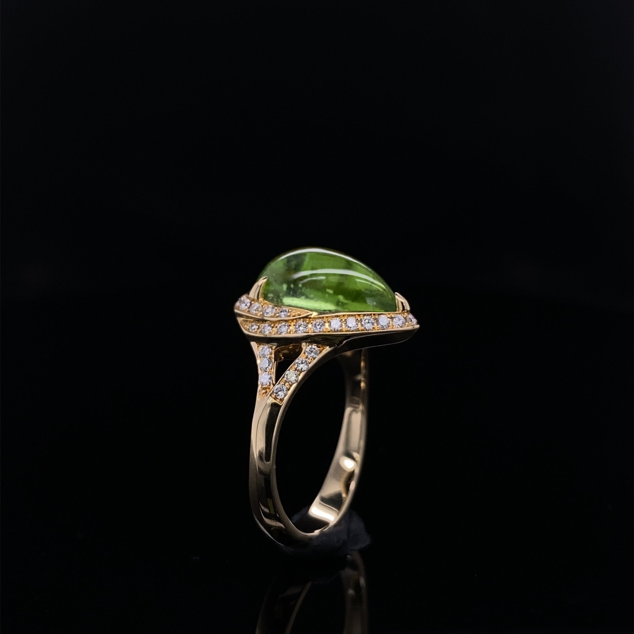 Peridot Glow Diamond Accented Pear Shape Ring