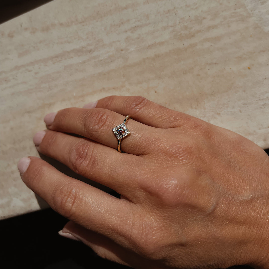 1/5ctw Pink Diamond Mini Halo Ring