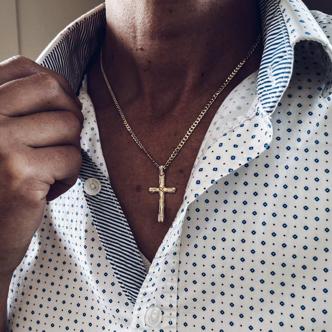 Hand Carved Golden Driftwood Cross