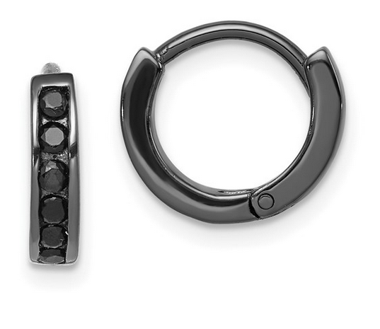 Black Rhodium Sterling Black CZ Hoops