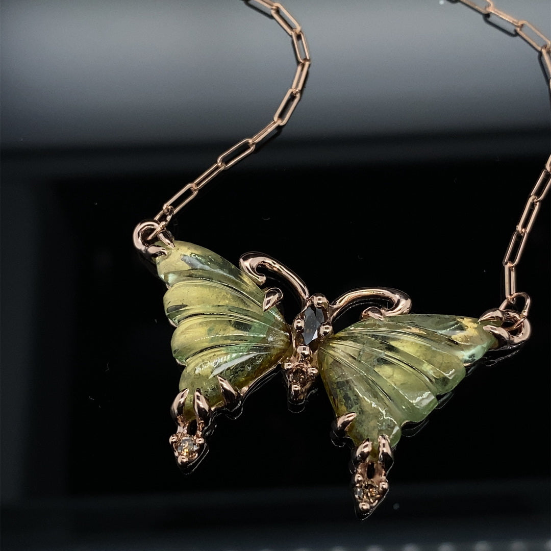 Summer Green Tourmaline Butterfly Necklace
