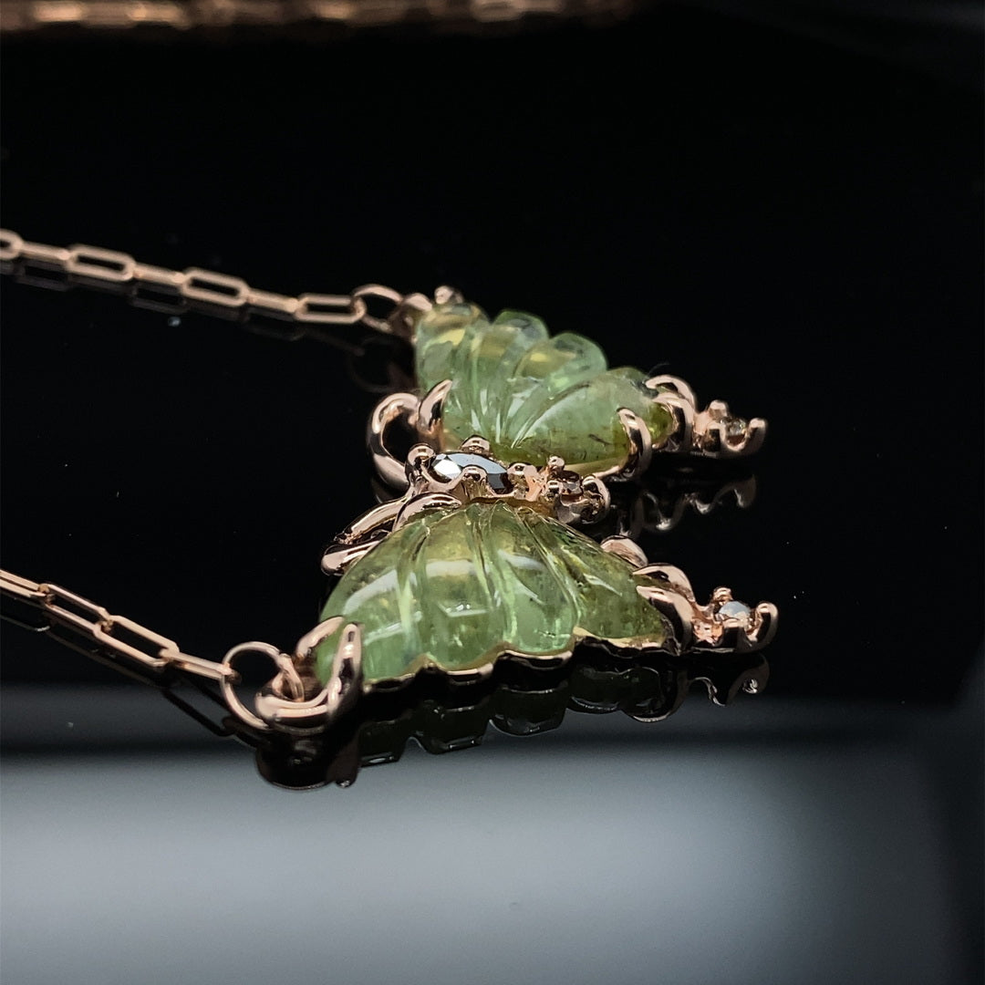 Summer Green Tourmaline Butterfly Necklace