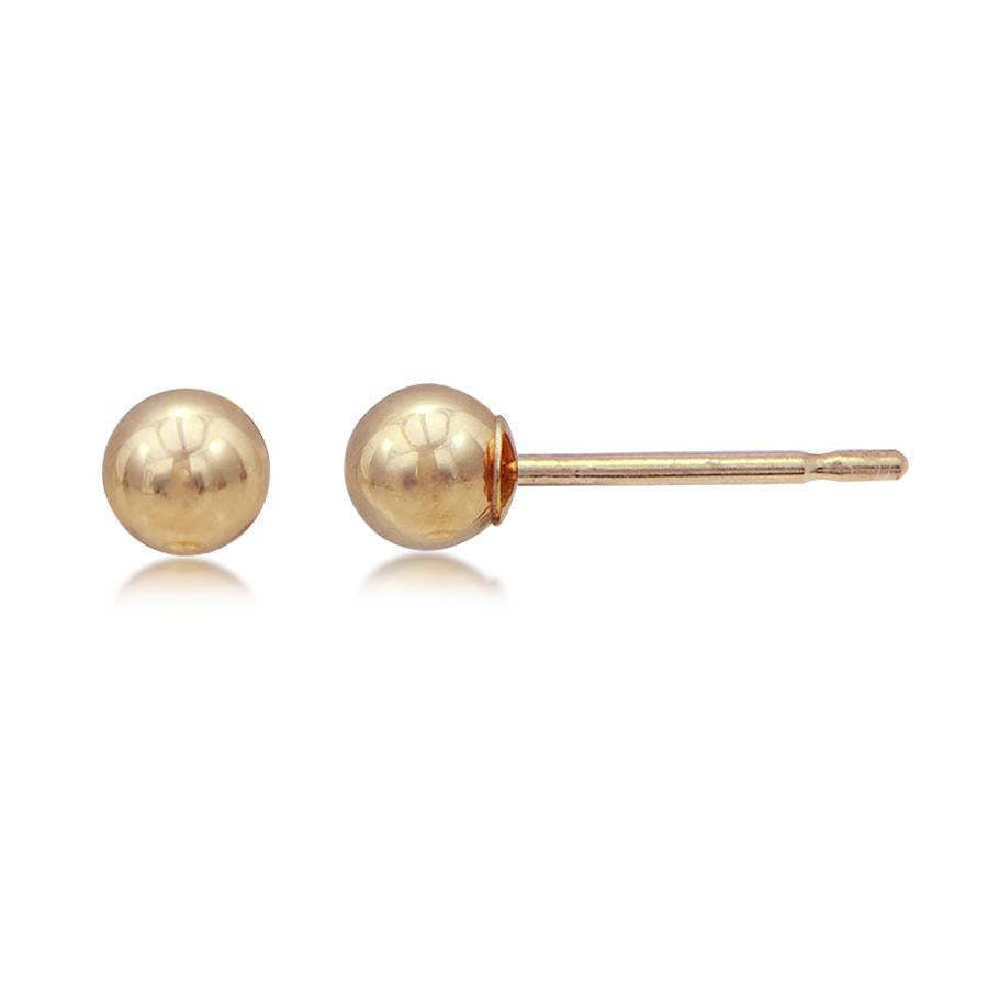 14K Yellow Gold 4mm Ball Stud Earrings