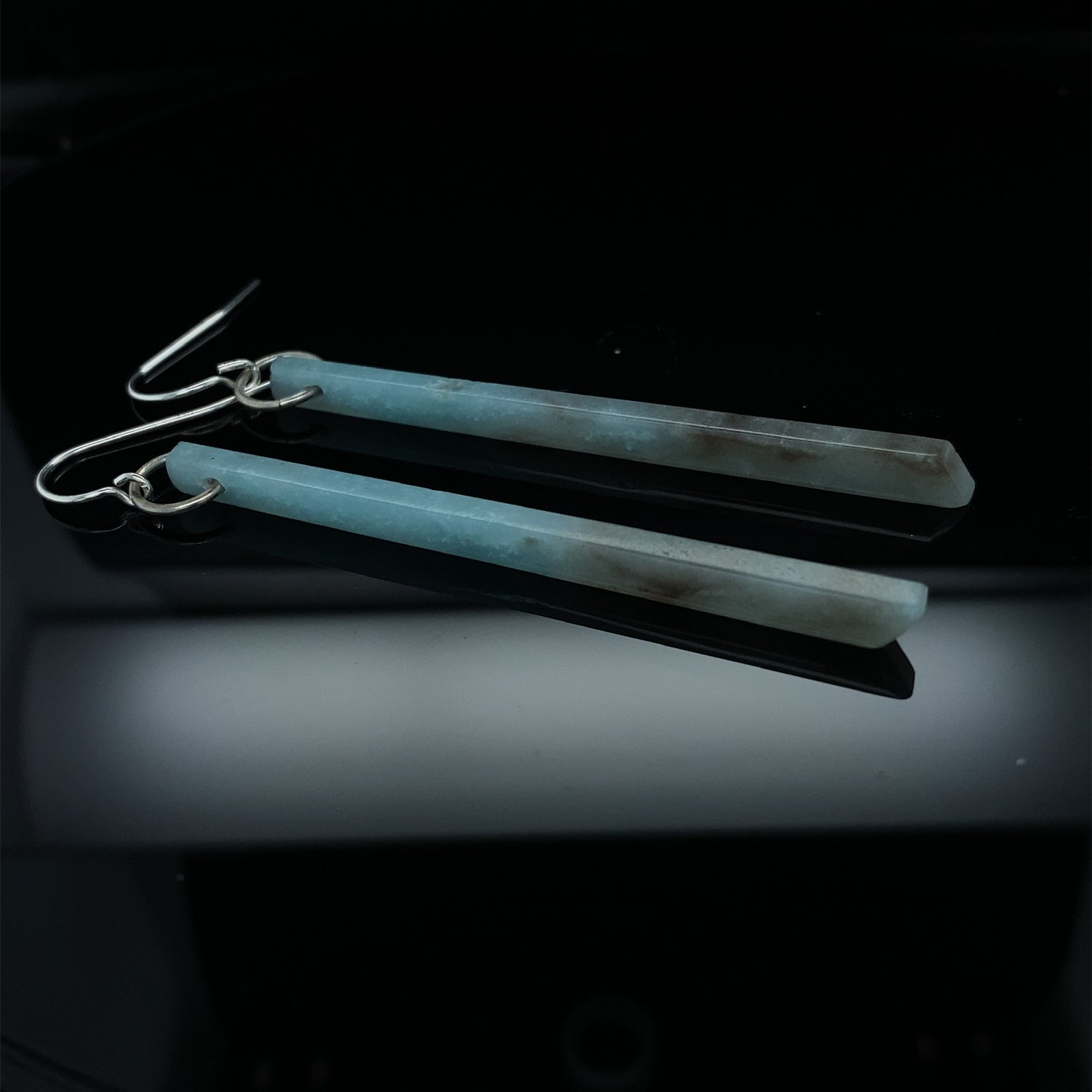 Sliver of Ocean Amazonite Chopstick Earrings