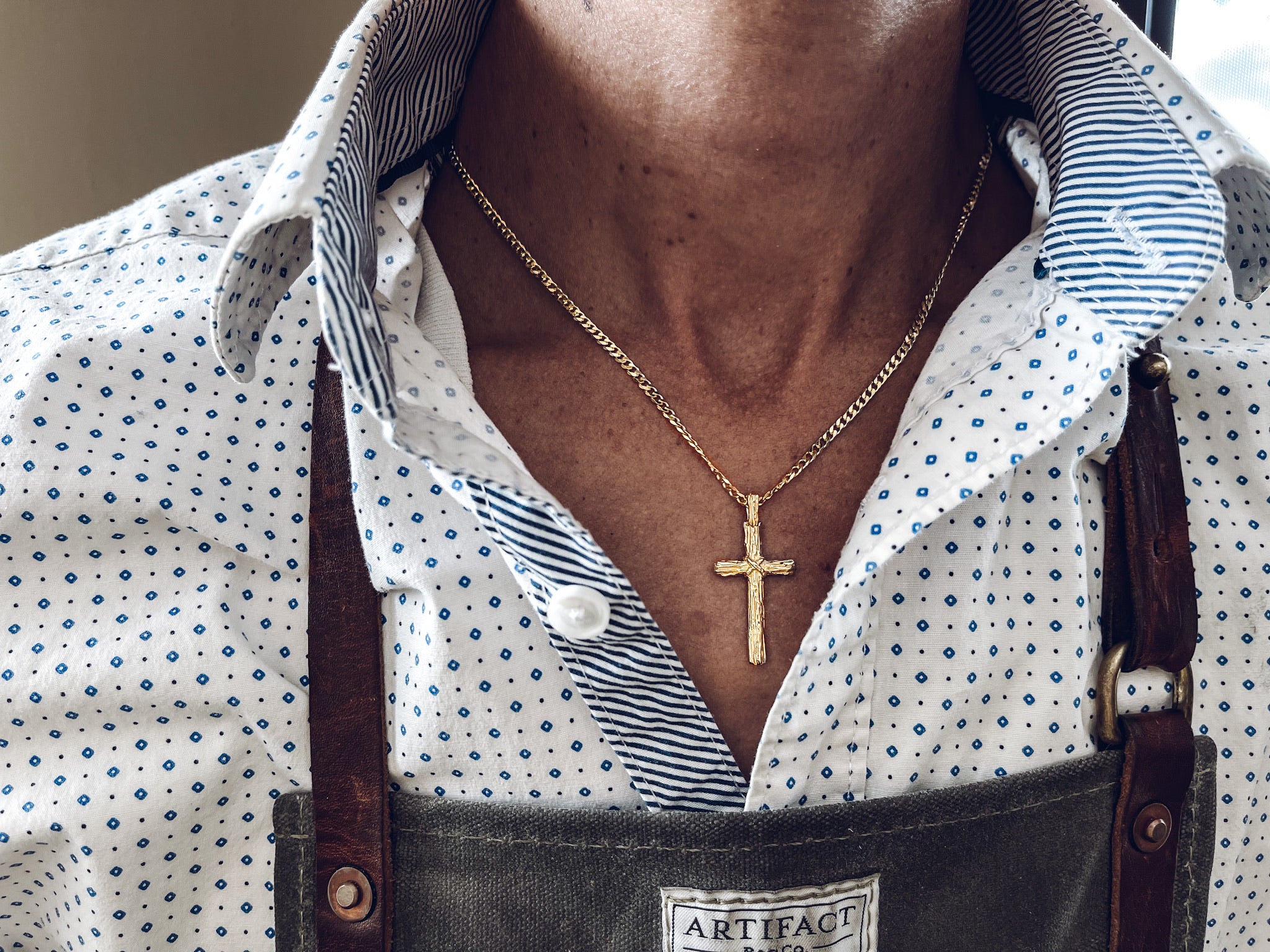 Hand Carved Rose Gold Driftwood Cross