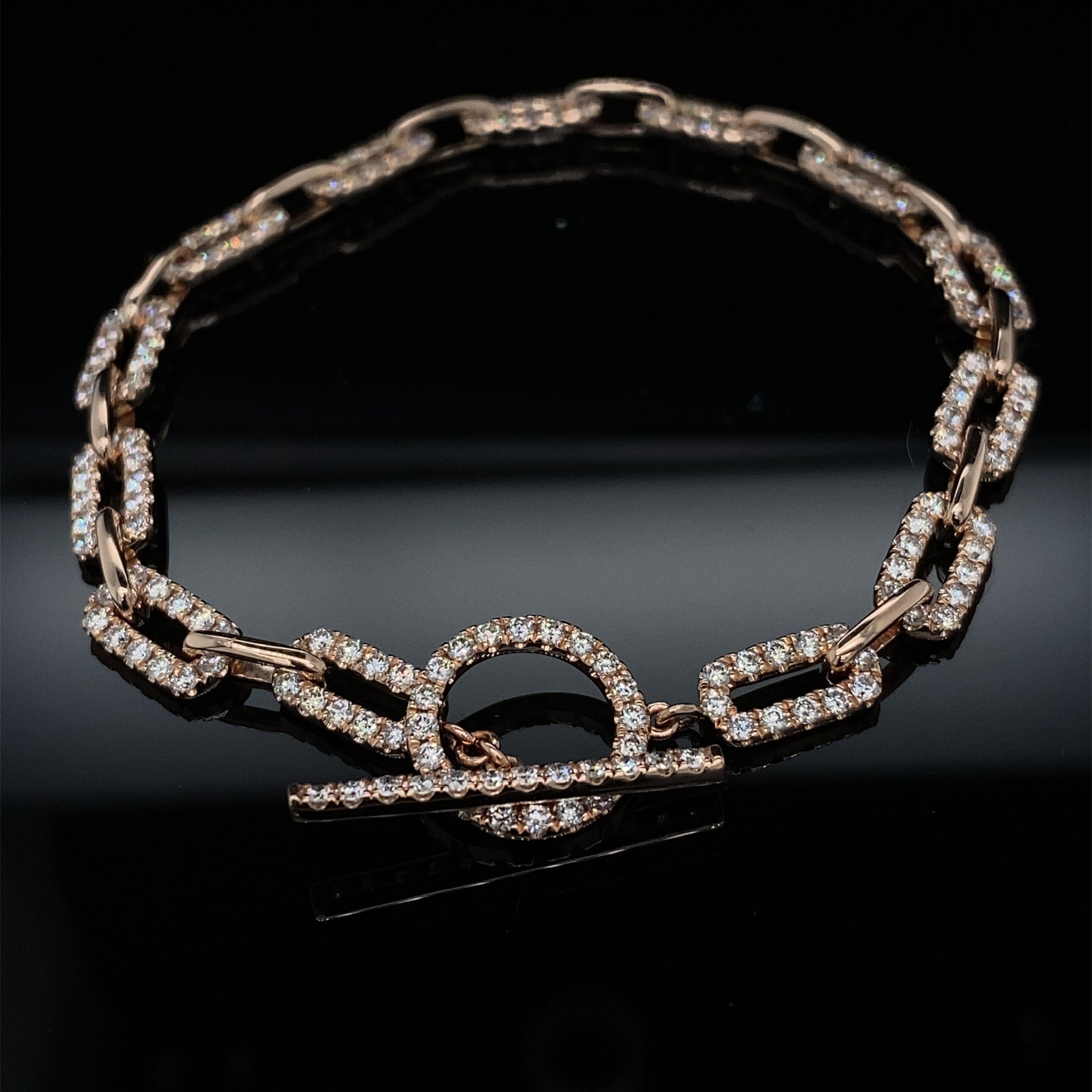 2.54 Glitzy Diamond Paperclip Link Rose Gold Bracelet