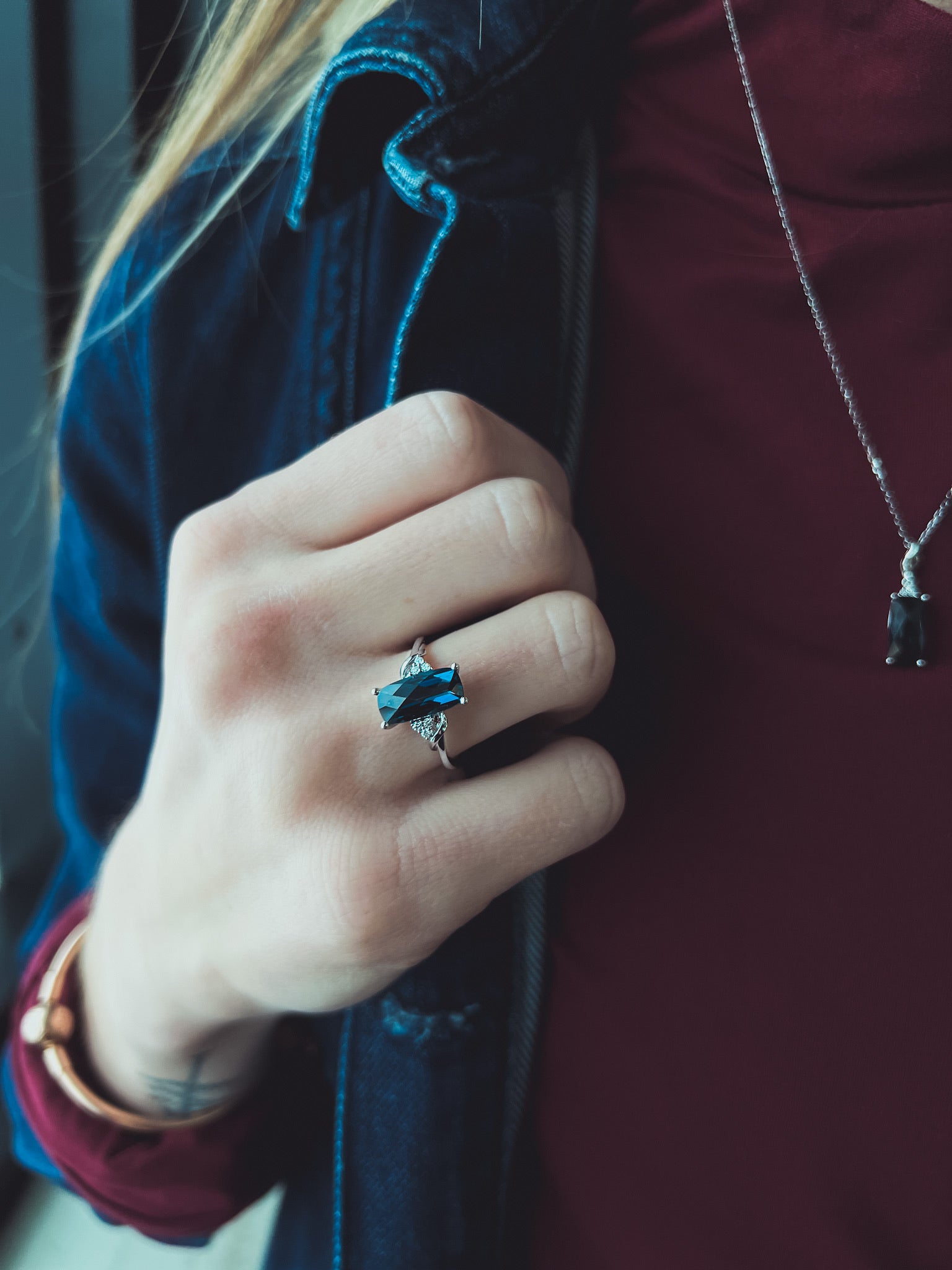 Titanic London Blue Cushion Shape