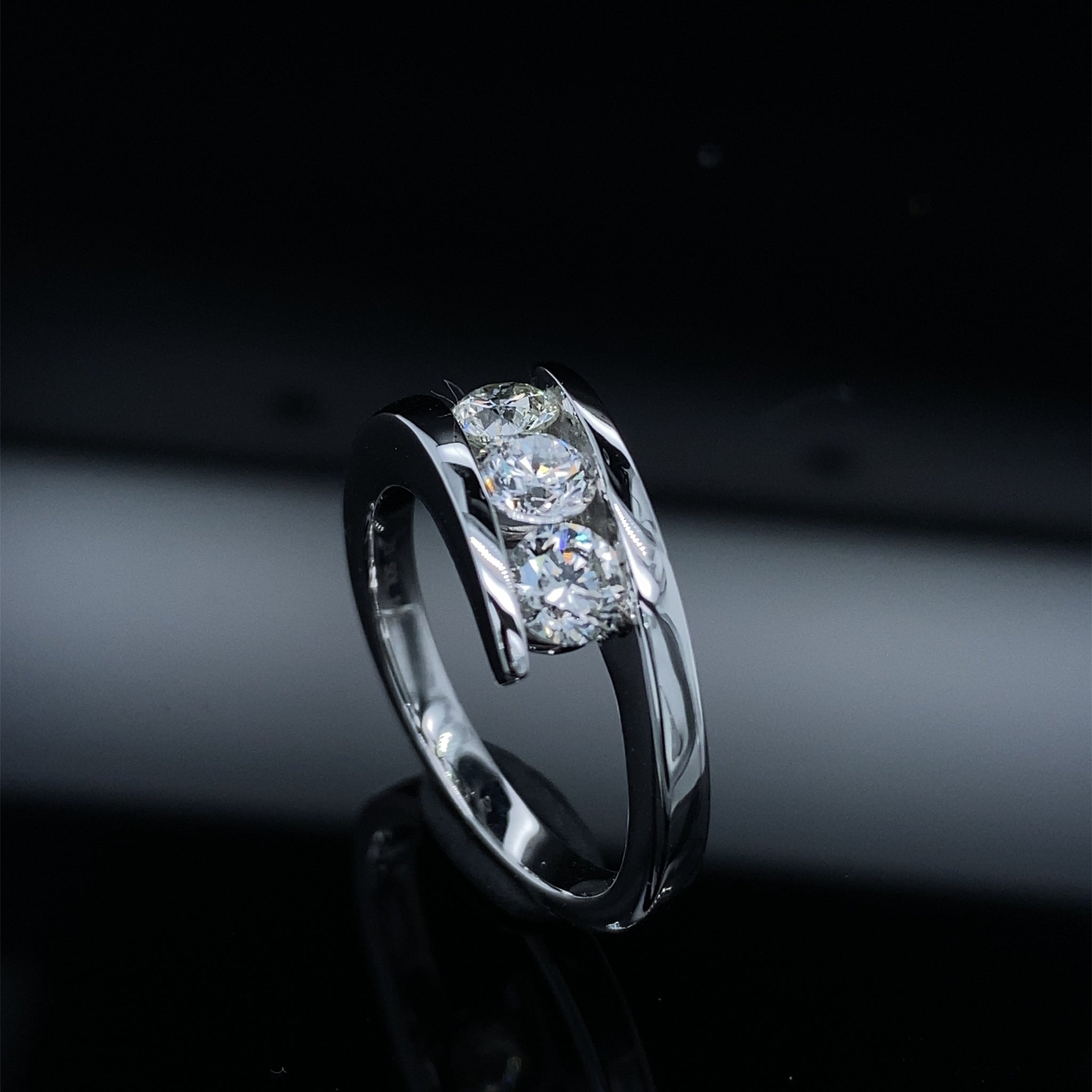 Sleek Three Stone Diamond Bypass Ring 1ct