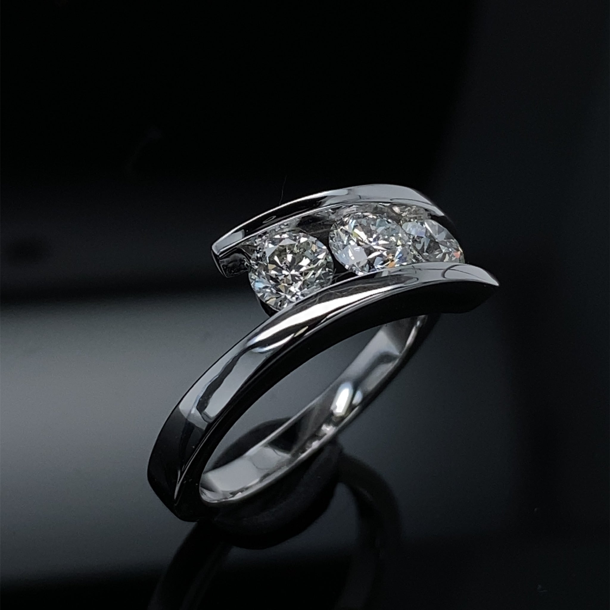 Sleek Three Stone Diamond Bypass Ring 1ct