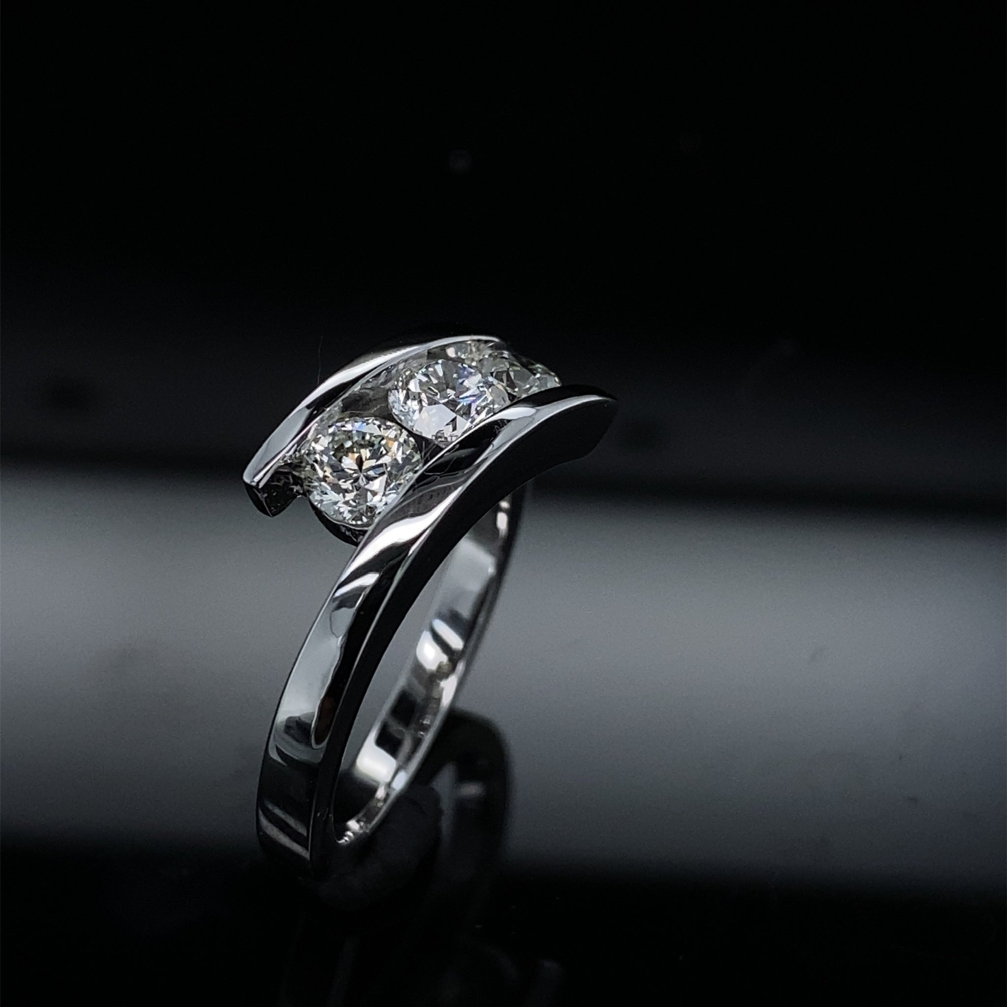Sleek Three Stone Diamond Bypass Ring 1ct