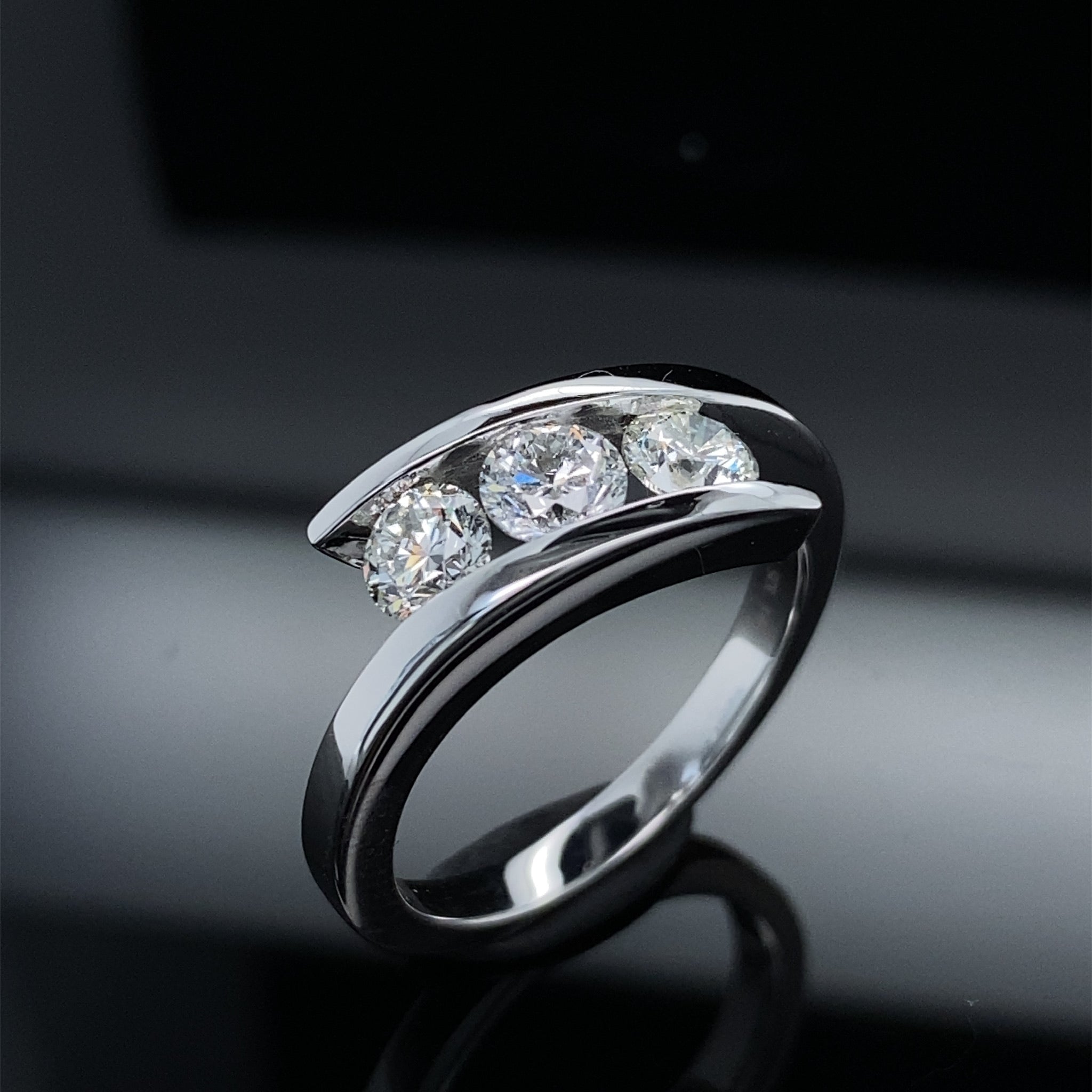 Sleek Three Stone Diamond Bypass Ring 1ct
