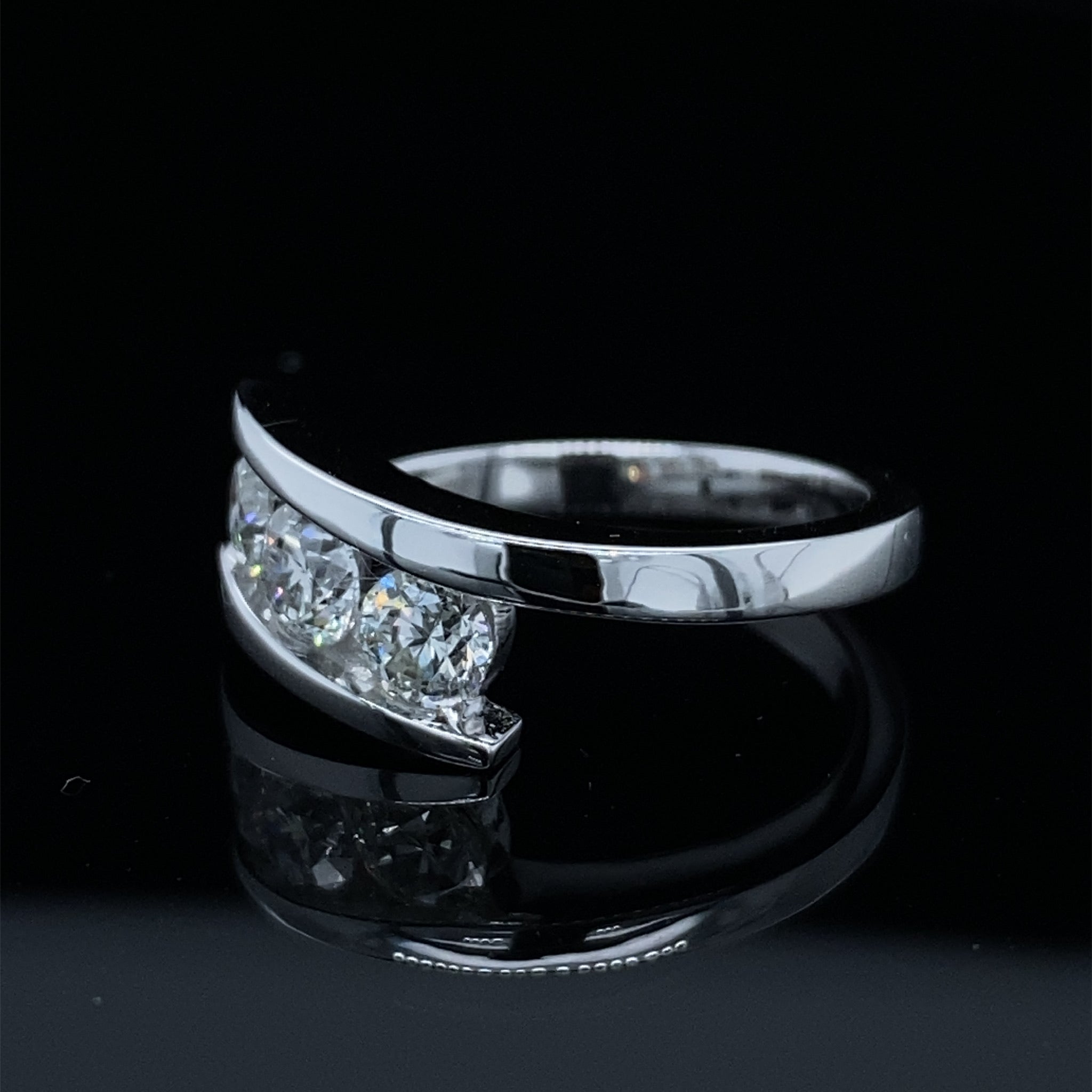 Sleek Three Stone Diamond Bypass Ring 1ct