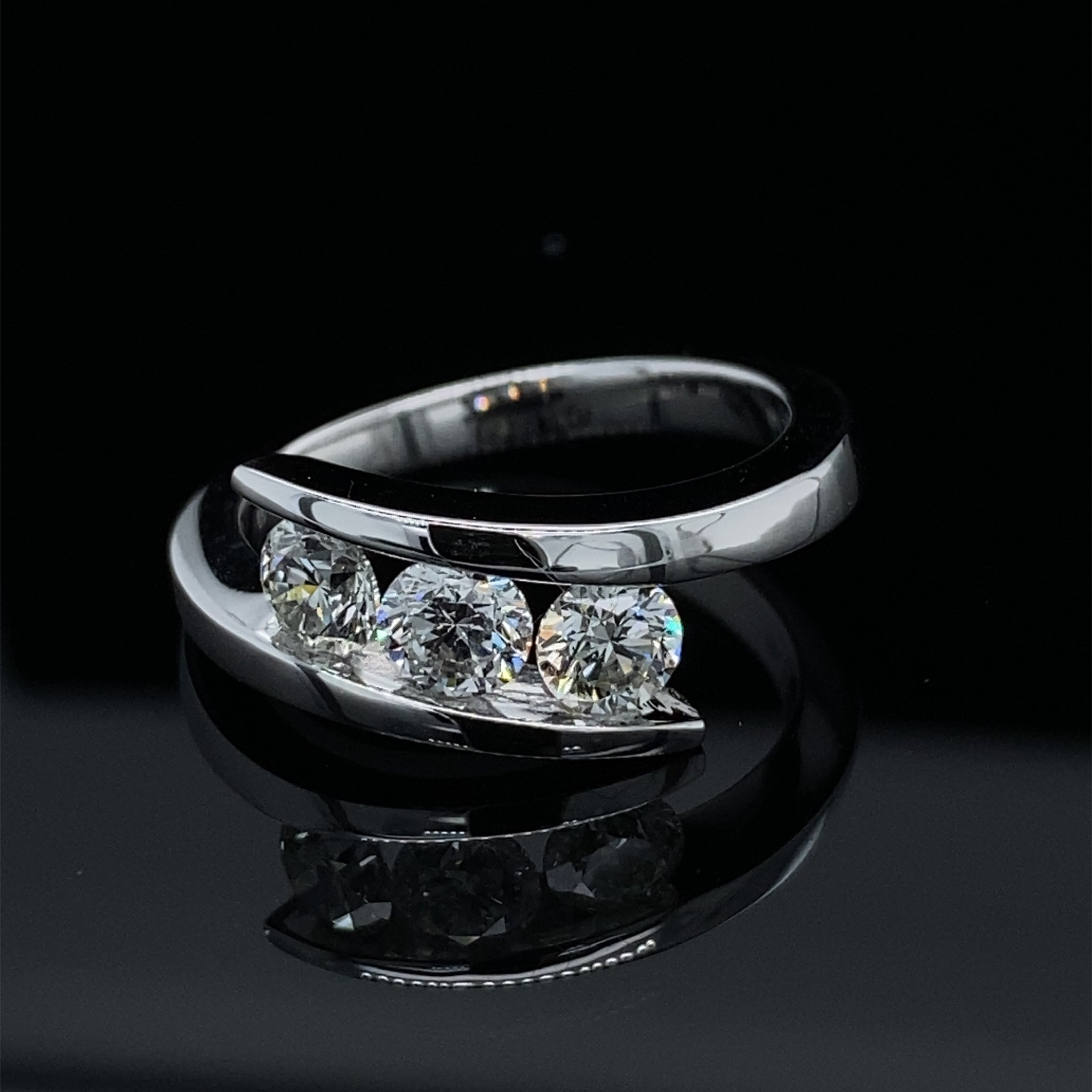Sleek Three Stone Diamond Bypass Ring 1ct