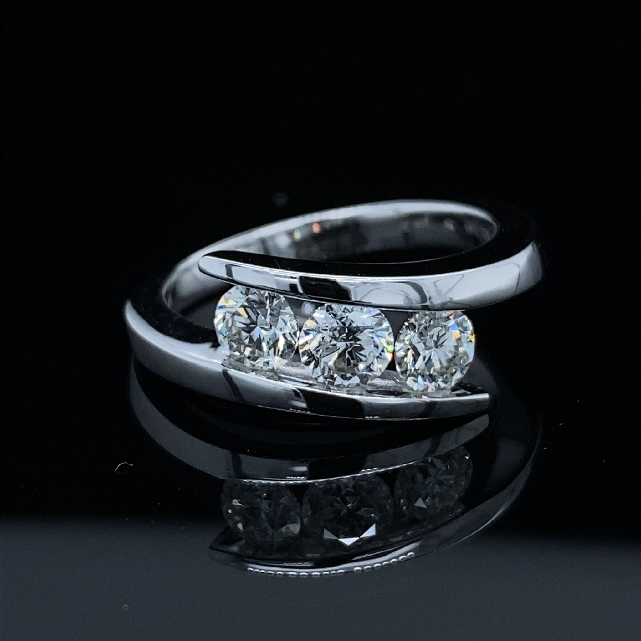 Sleek Three Stone Diamond Bypass Ring 1ct