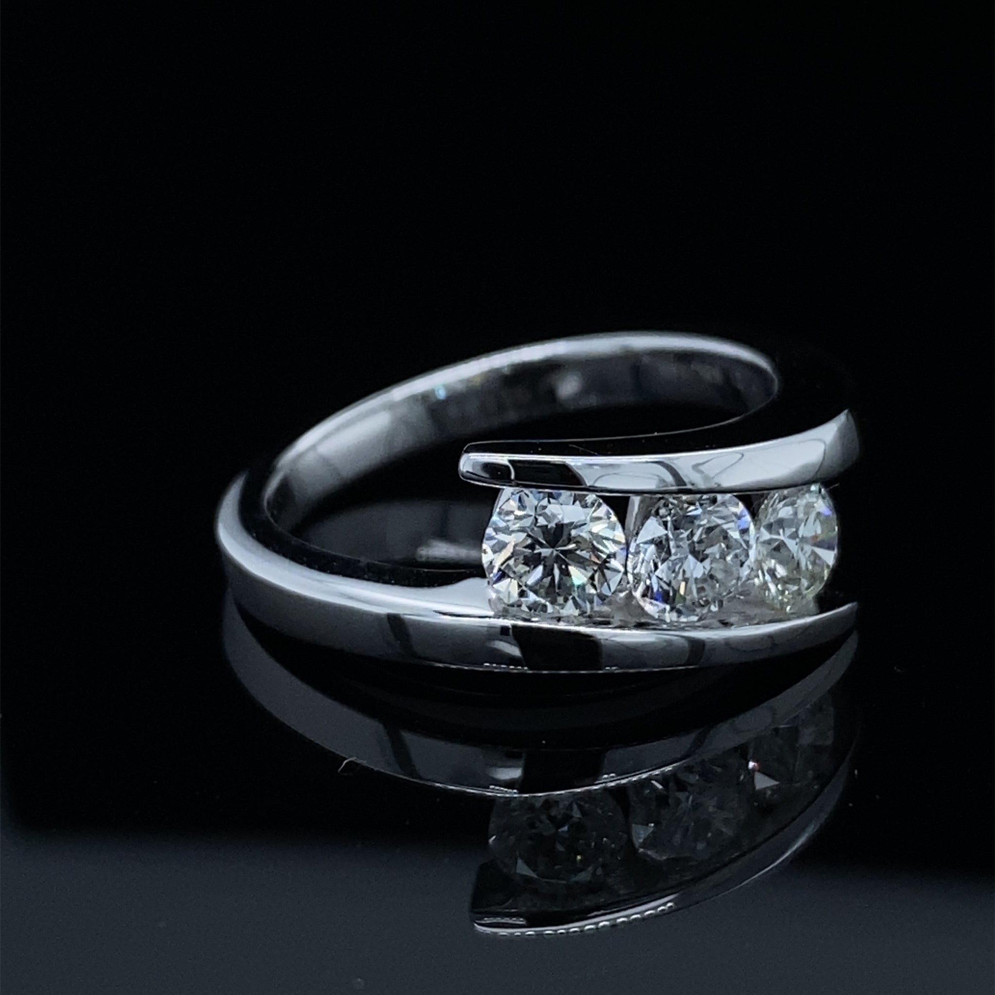 Sleek Three Stone Diamond Bypass Ring 1ct
