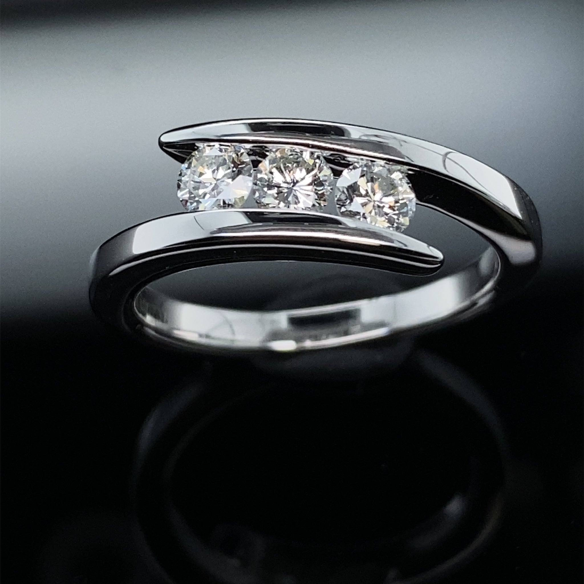 Sleek Three Stone Diamond Bypass Ring 1ct