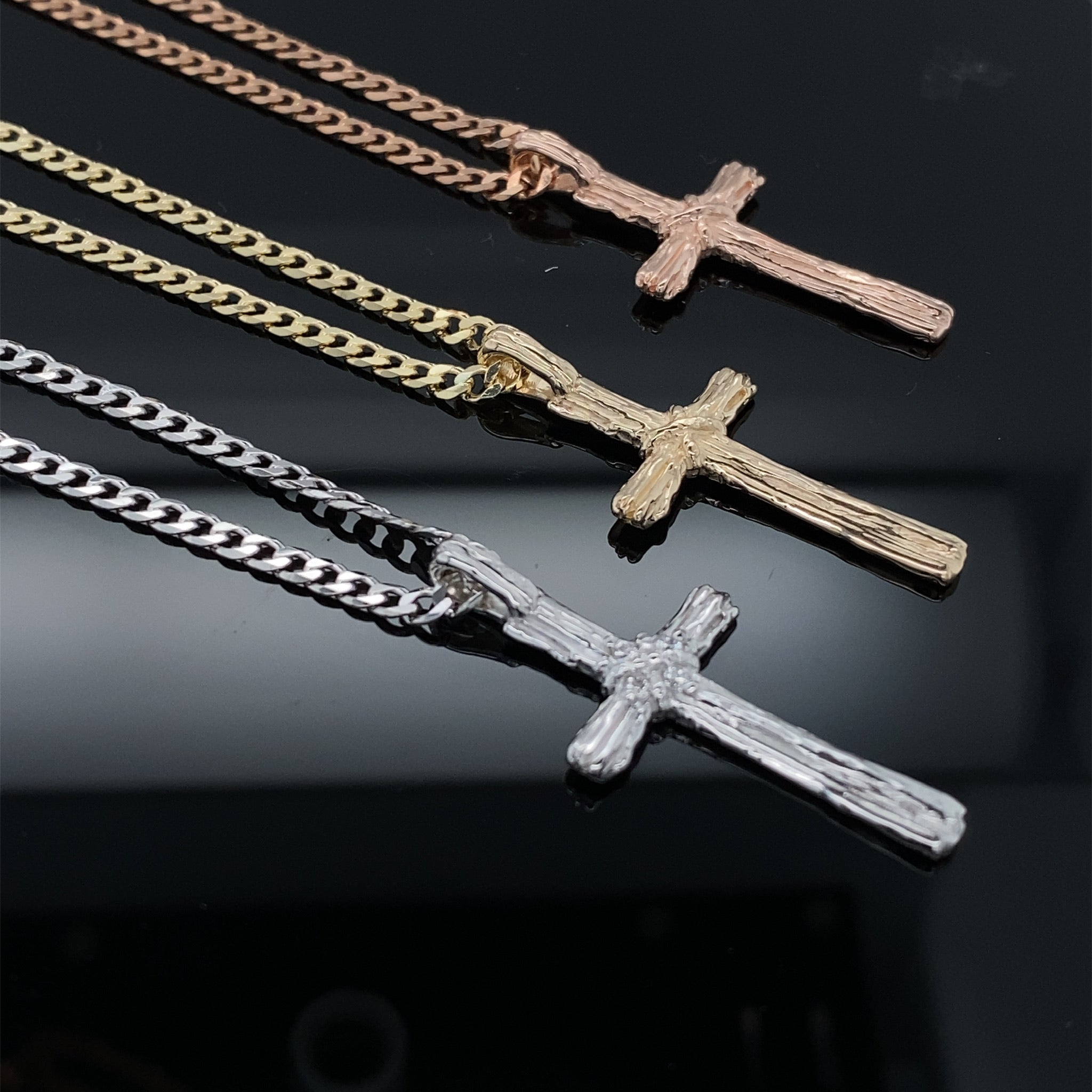 Hand Carved Rose Gold Driftwood Cross