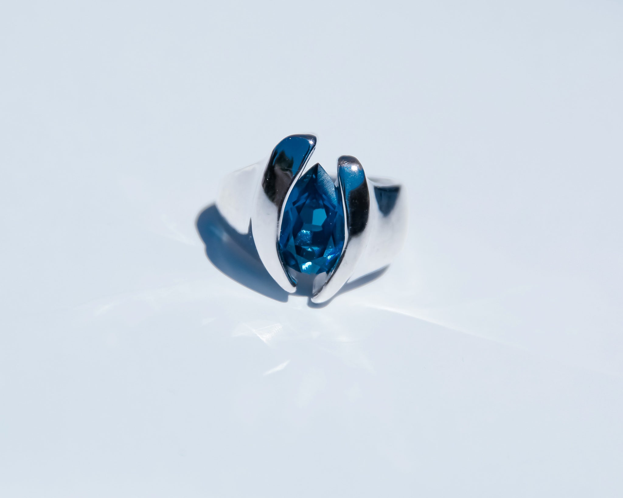 3.4ct Pear Shp London Blue Topaz Silver Ring, Quotations