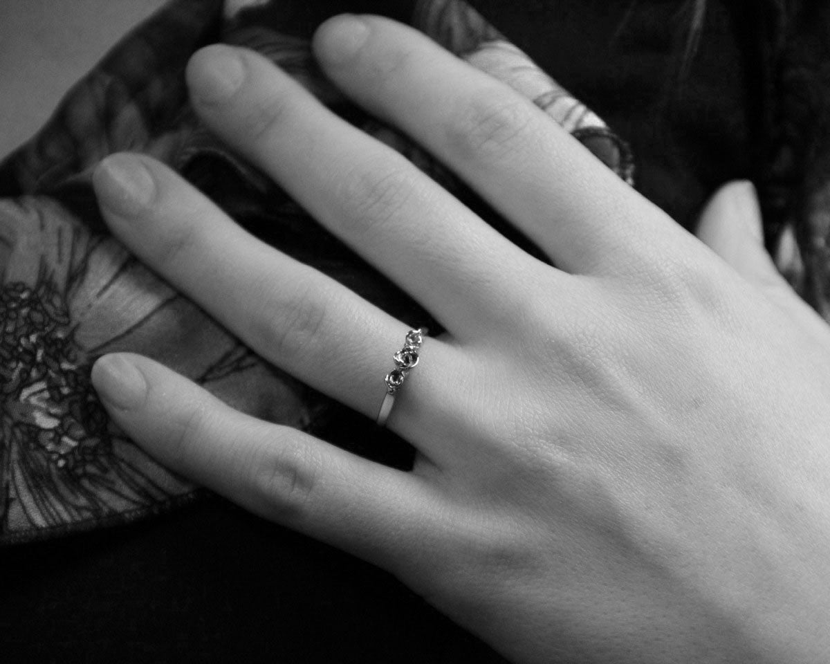Silver Ring, Three Dainty Roses