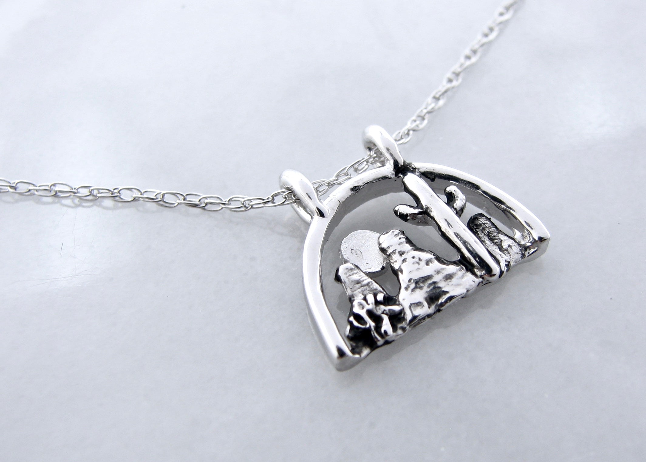 Desert Scape Silver Necklace, Mini Landscape Desert Southwest
