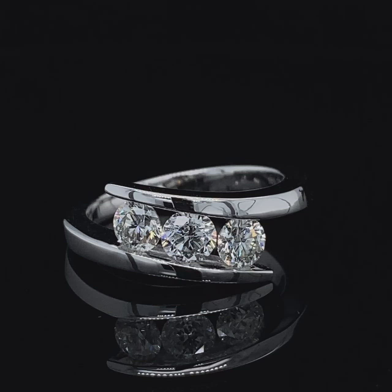 Sleek Three Stone Diamond Bypass Ring 1ct