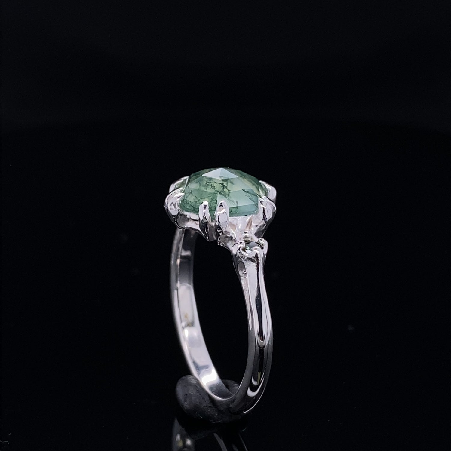 In The Forest Moss Agate Diamond Ring