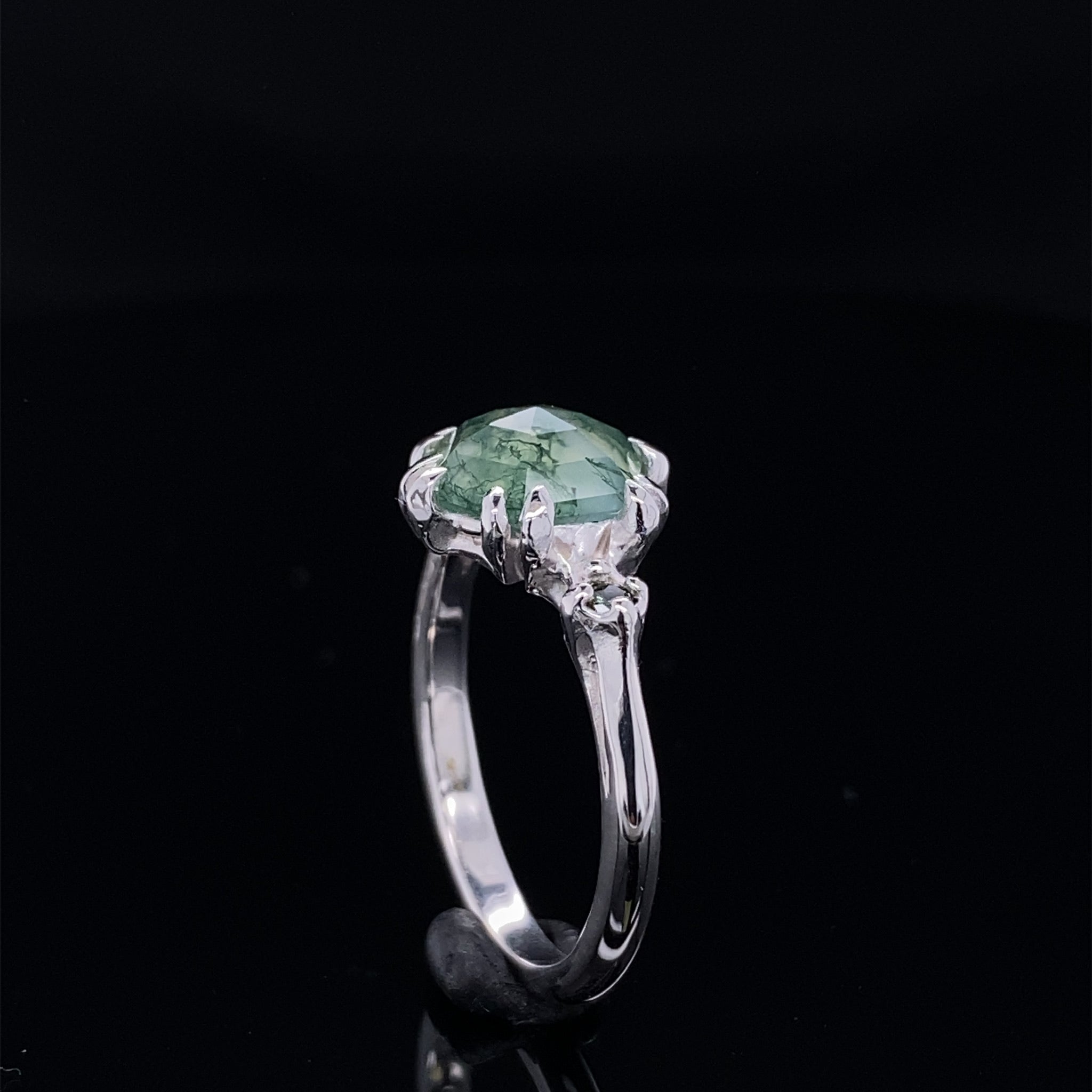 In The Forest Moss Agate Diamond Ring