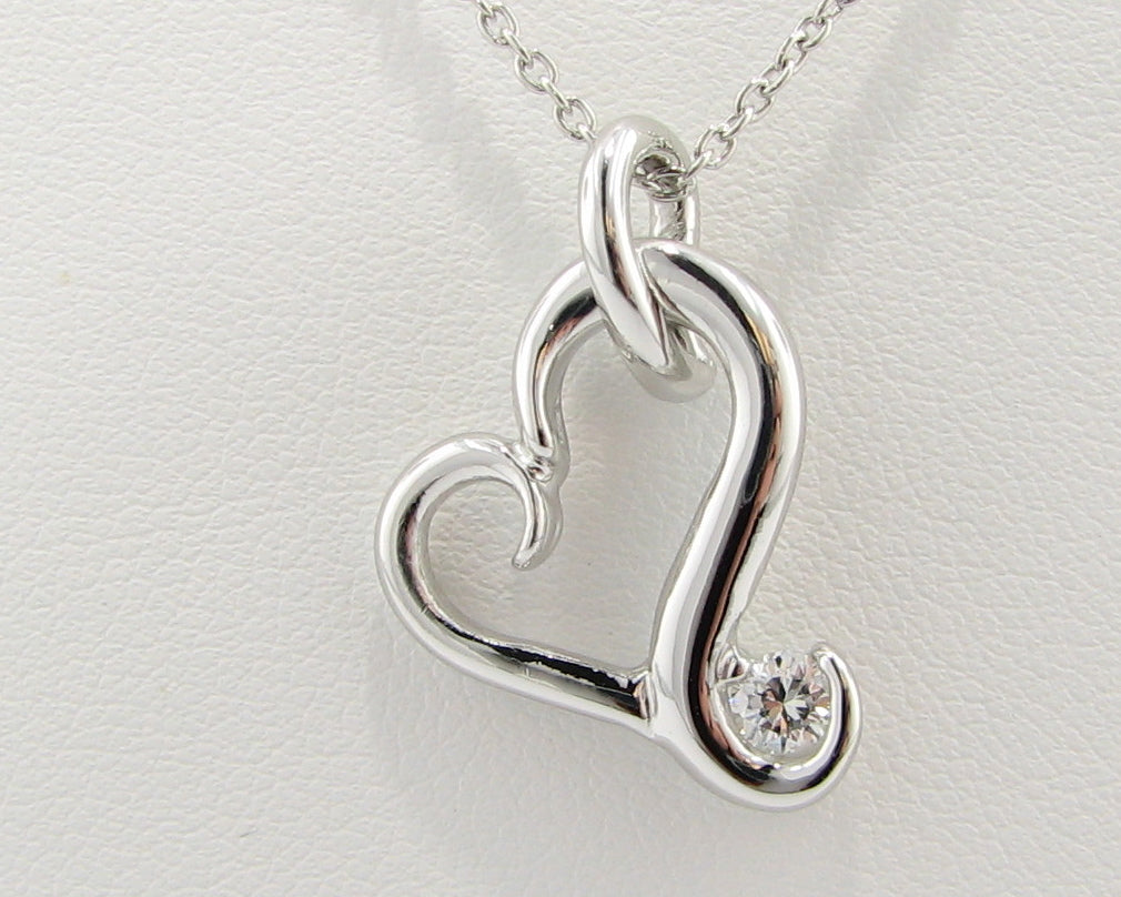Flutter Heart Necklace, White Gold & Diamond