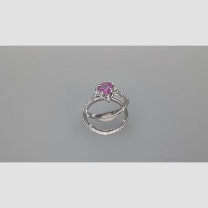 Sleeping Beauty Pink Sapphire Wedding Set 14k White Gold
