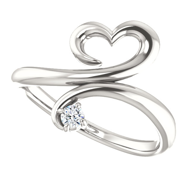 .06ct Diamond Silver Heart Freeform Promise Ring