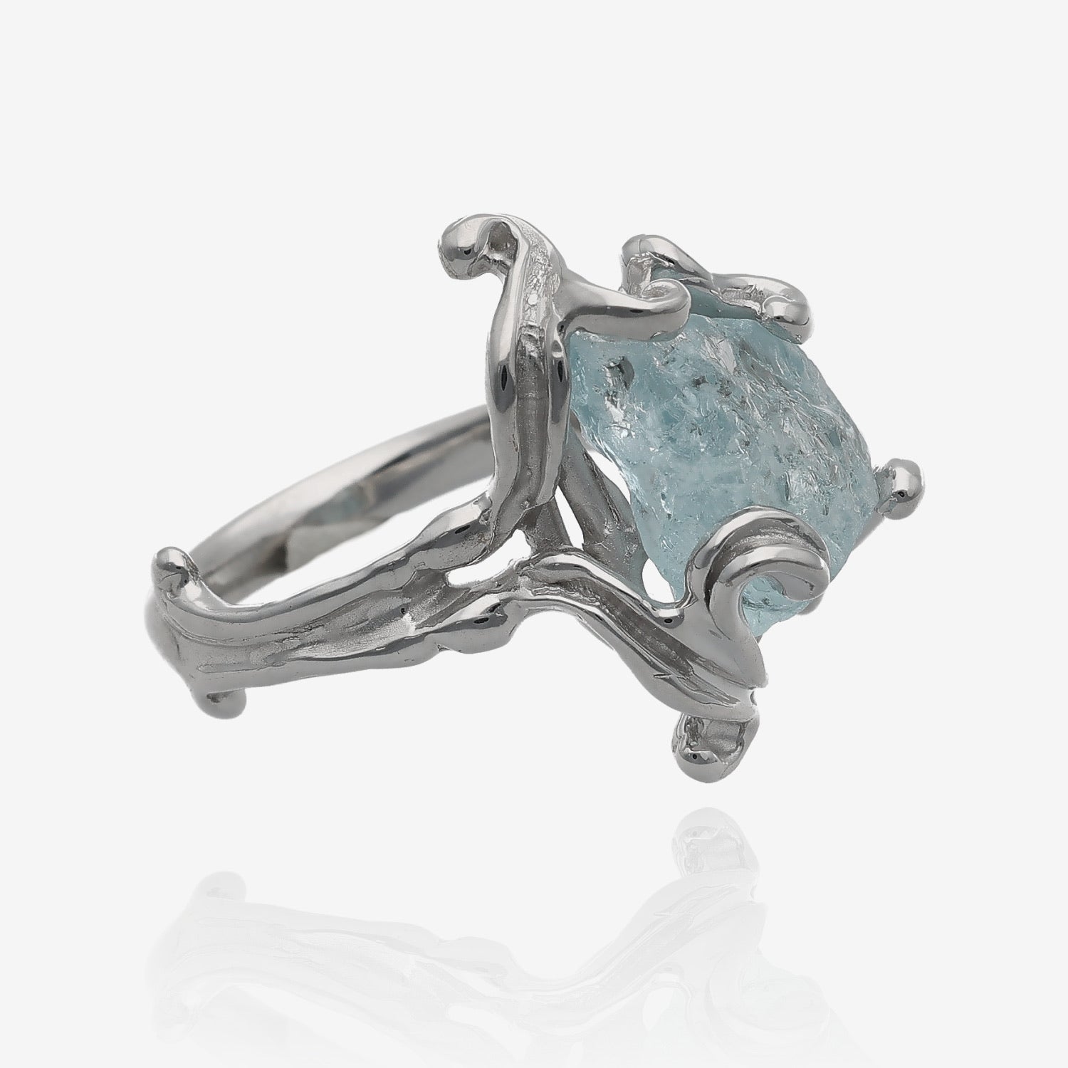 Adventurous Aquamarine Rustic Rough Raw Gemstone Ring